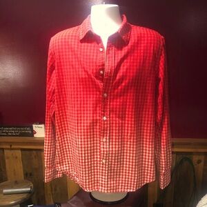 Denim House Red Plaid button down Shirt Medium